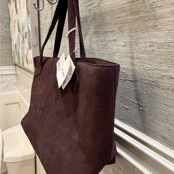 NWT new free people Avery east west suede tote bag chocolate brown - Picture 10 of 17